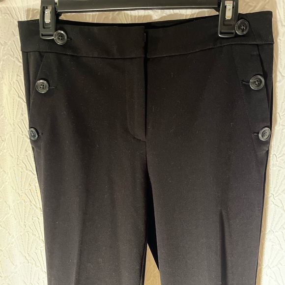 Loft black stretch straight button detail business casual work office pants 4 - Picture 4 of 7